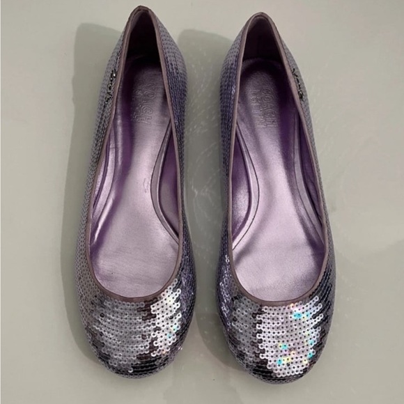 Coach Sequin Lavender Ballet Flats Size 6.5 EUC - Picture 4 of 9
